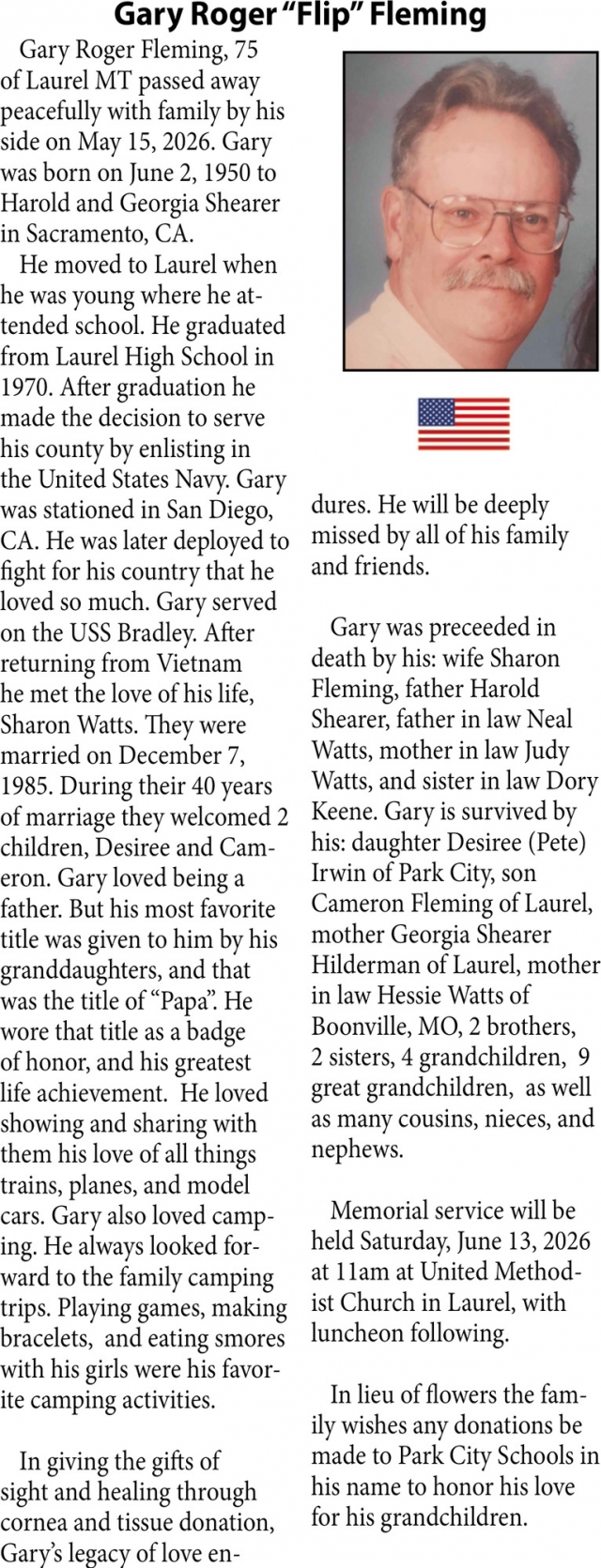 Gary Roger Fleming, Obituaries, Glendive, MT
