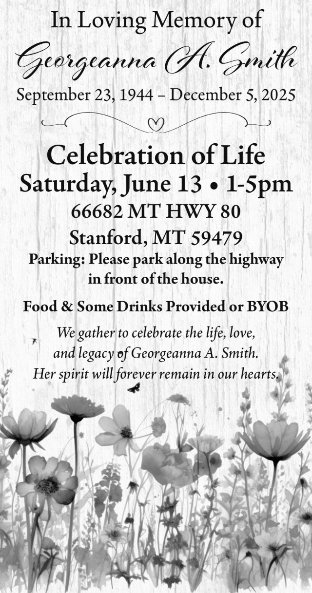 Celebration of Life., Georgeanna A. Smith (June 13, 2026)