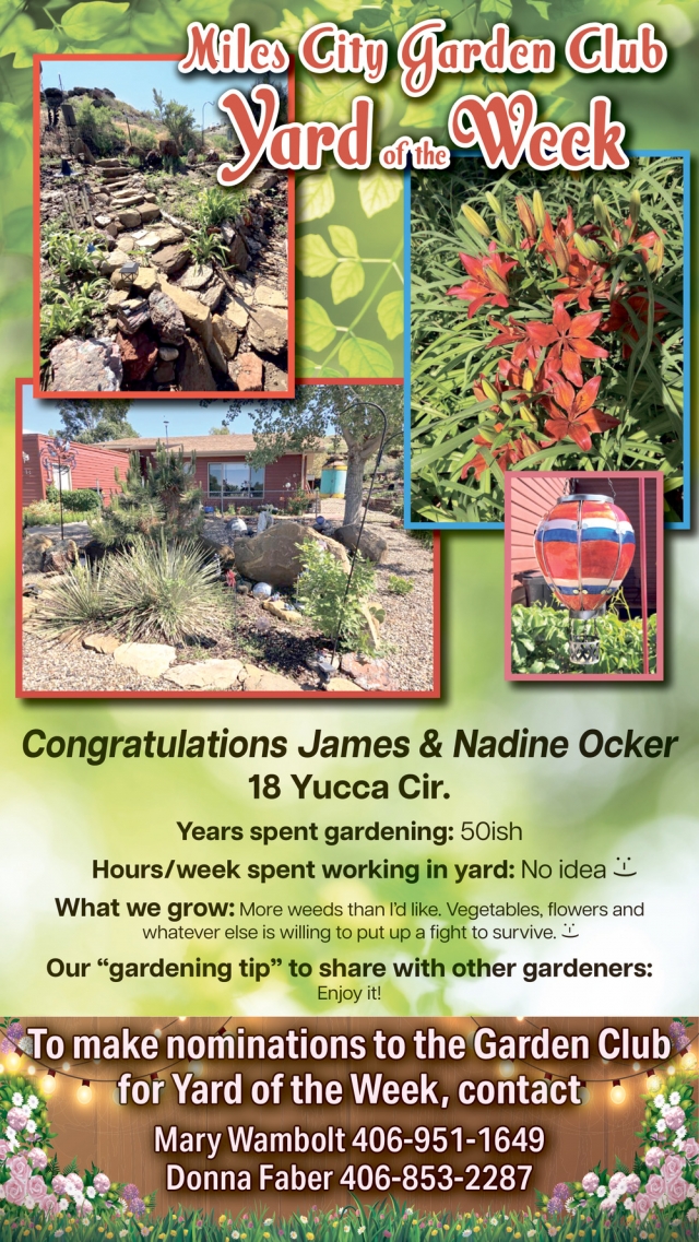 Yard of The Week, Miles City Garden Club