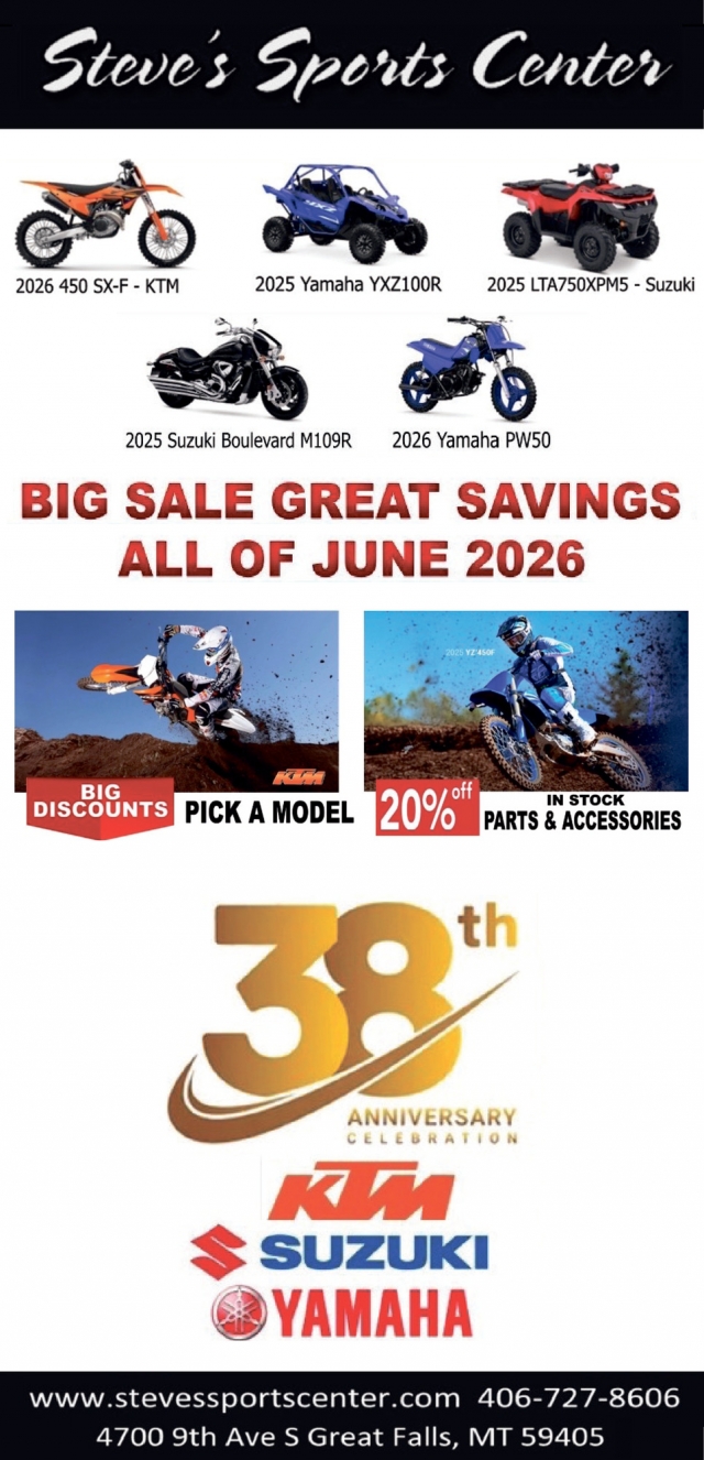 Big Sale Great Savings All of June 1016, Steve's Sports Center