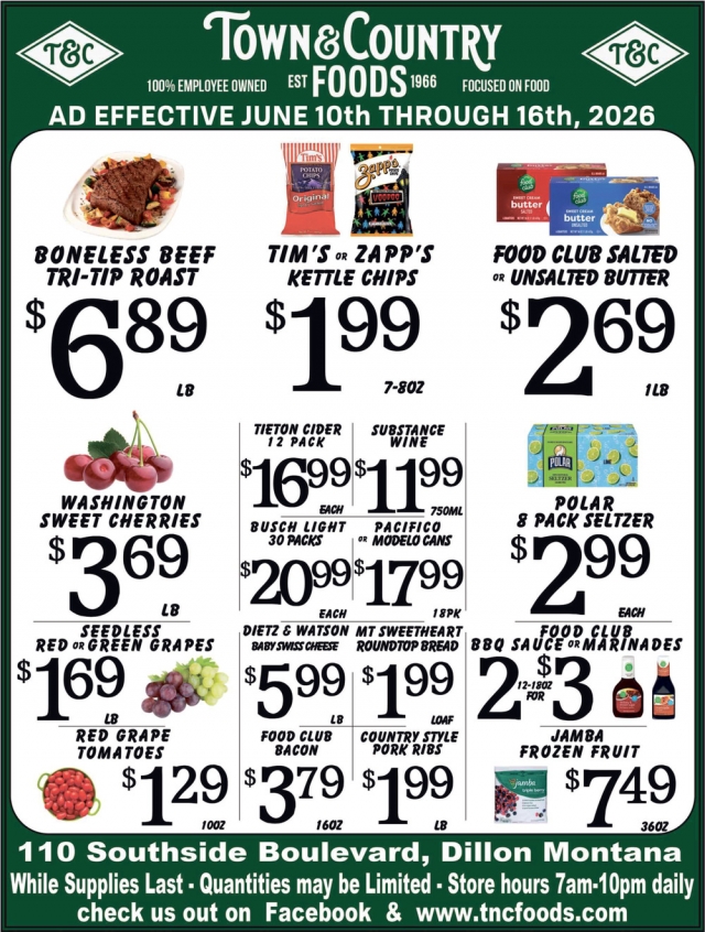Boneless Beef Tri-Tip Roast, Town & Country Foods - Dillon, Dillon, MT