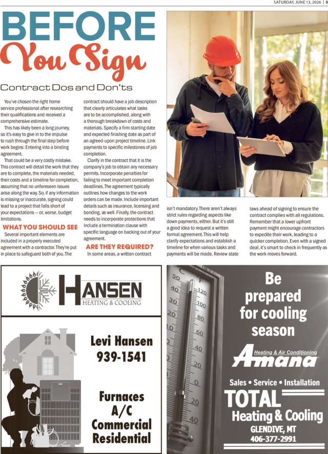 Heating & Cooling, Hansen Heating & Cooling, Glendive, MT
