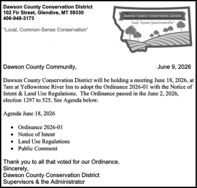 Conservation District, Dawson County, Glendive, MT
