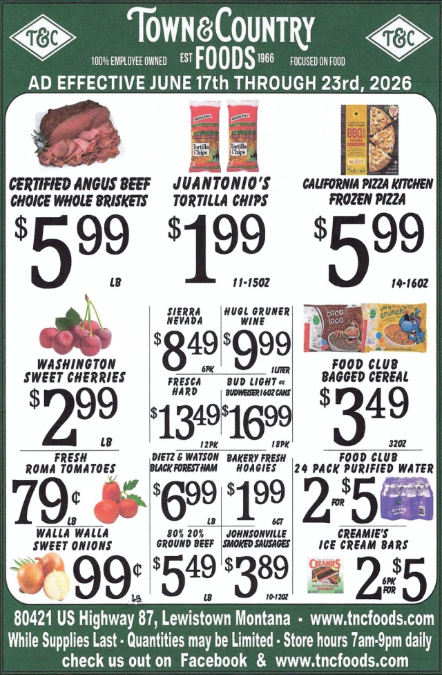 Certified Angus Beef Choice Whole Briskets, Town & Country Foods - Lewiston, Lewistown, MT