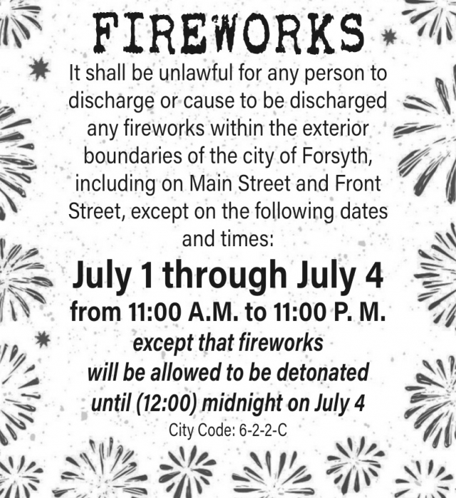Fireworks, City of Forsyth, Forsyth, MT