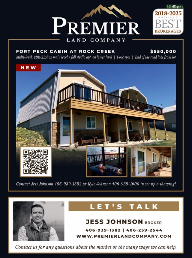 Fort Peck Cabin at Rock Creek, Jess Johnson - Premier Land Company, Billings, MT