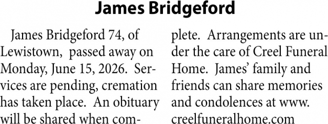 James Bridgeford, Obituaries, Glendive, MT