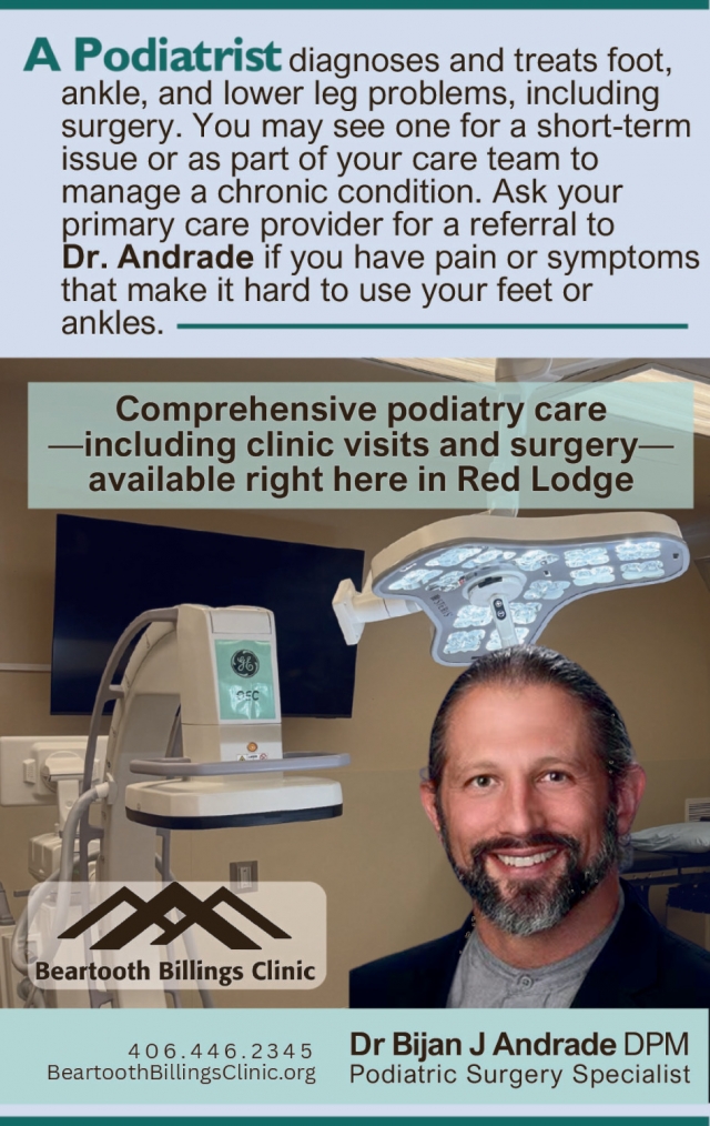 Podiatrist, Beartooth Billings Clinic, Red Lodge, MT