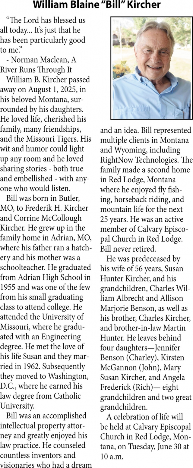 William Blaine Kircher, Obituaries, Glendive, MT