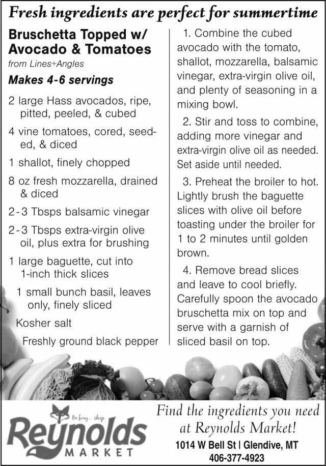 Fresh Ingredients Are Perfect for Summertime, Reynolds Market, Sidney, MT