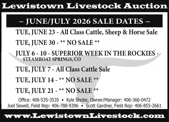 Market Report, Lewistown Livestock Auction, Lewistown, MT