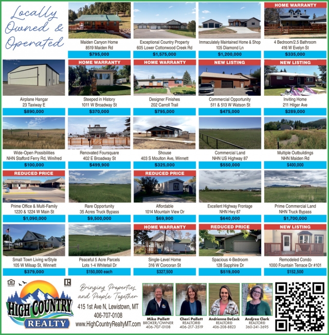 Real Estate Properties, High Country Realty, Lewistown, MT
