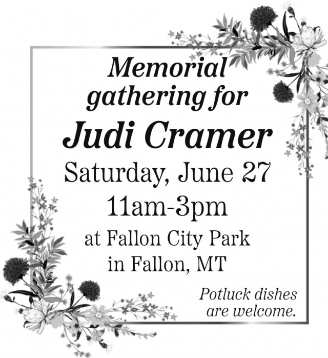 Memorial Gathering, Judi Cramer Memorial Gathering (June 27, 2026)