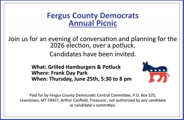 Annual Picnic, Fergus County Democratic Annual Picnic (Jun 25, 2026)