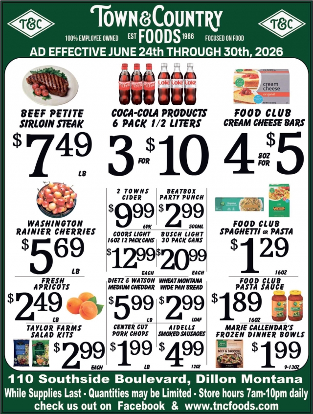 Beef Petite Sirloin Steak, Town & Country Foods - Dillon, Dillon, MT