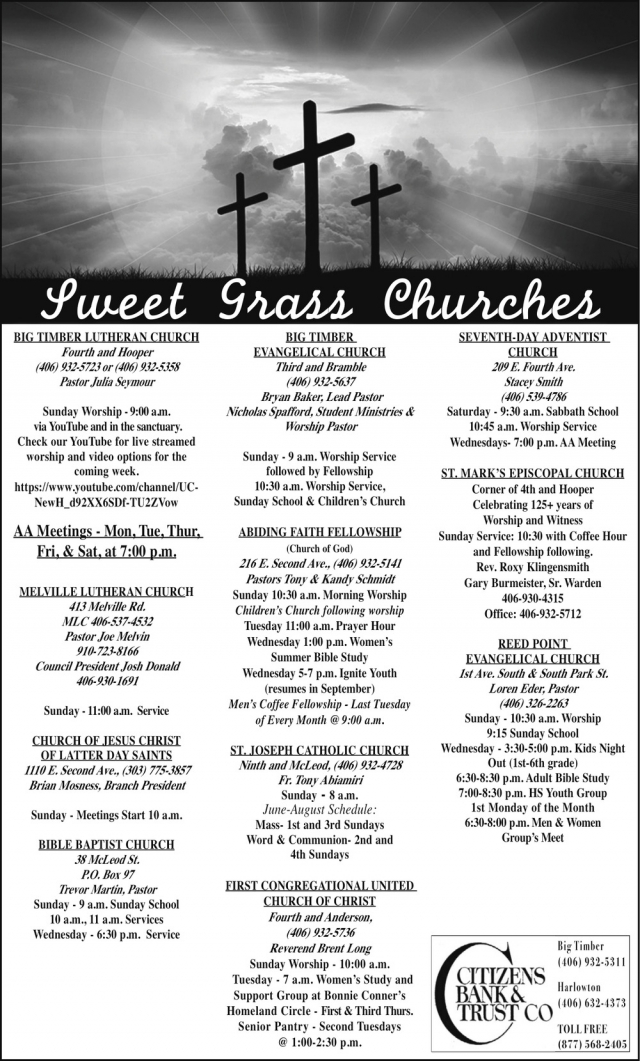 Sweet Grass Churches, Citizens Bank & Trust Co, Big Timber, MT