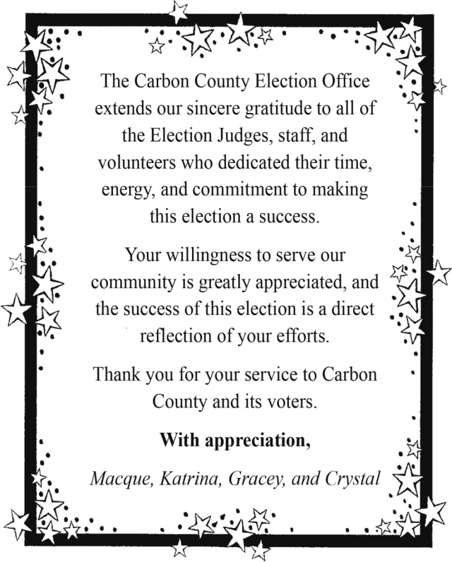 Notice, Carbon County Election Administration, Red Lodge, MT
