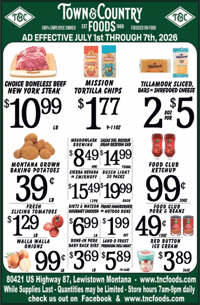 Choice Boneless Beef New York Steak, Town & Country Foods - Lewiston, Lewistown, MT