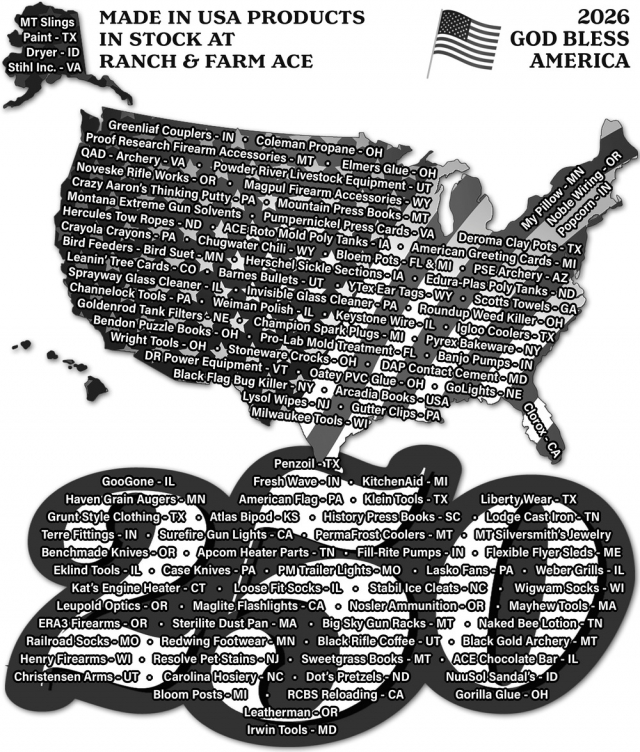 Made in Usa Products, Ranch & Farm Ace Hardware, Glendive, MT