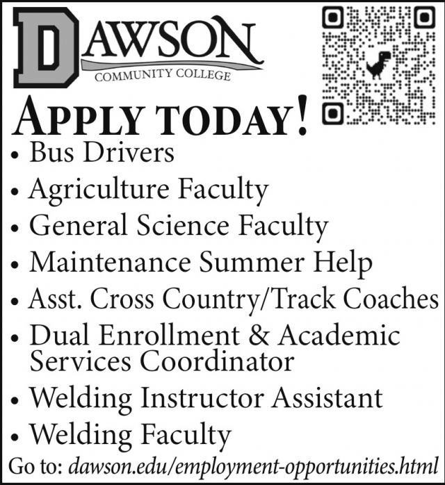 Apply Today!, Dawson Community College, Glendive, MT