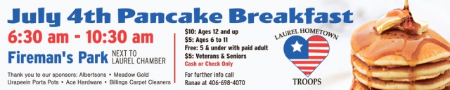 Pancake Breakfast, July 4th Pancake Breakfast, Laurel, MT