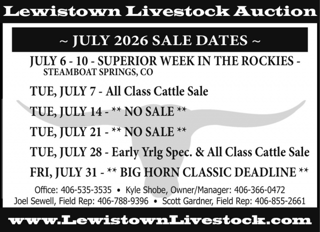 Market Report, Lewistown Livestock Auction, Lewistown, MT