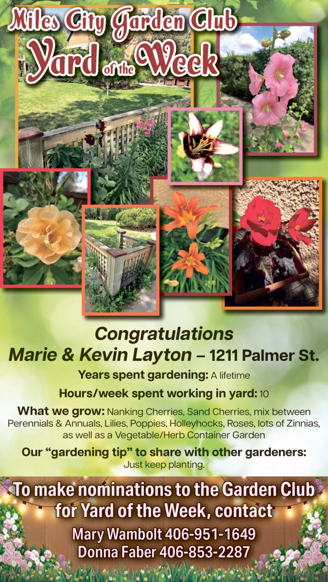 Yard of The Week, Miles City Garden Club