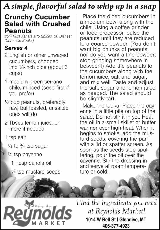A Simple, Flavorful Salad to Whip up In a Snap, Reynolds Market, Sidney, MT