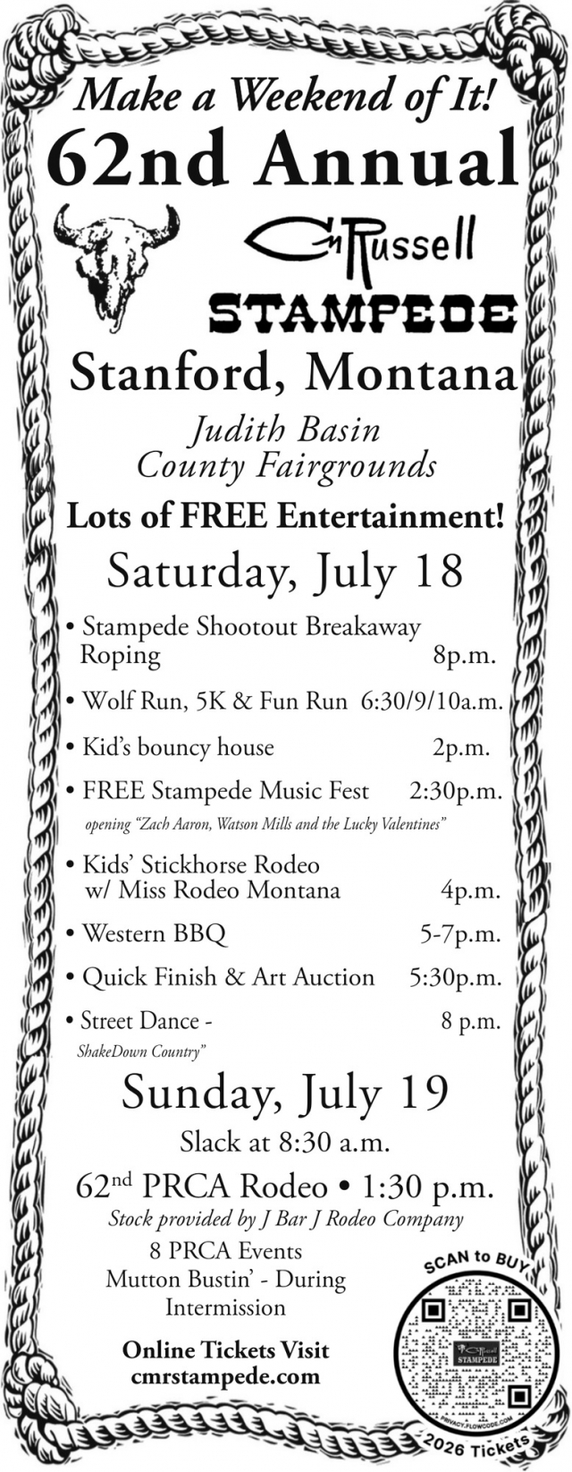 Make a Weekend of It!, 62nd Annual C.M. Russell Stampede (July 18, 2026)