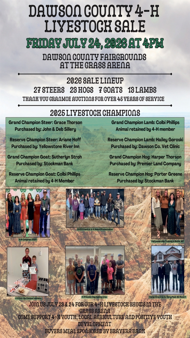 Livestock Sale, Dawson County 4-H & FFA Livestock Sale (July 24, 2026)