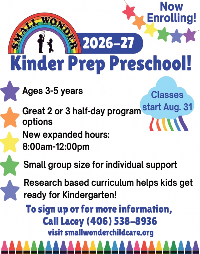 Kinder Prep Preschool, Small Wonder Child Care, Lewistown, MT