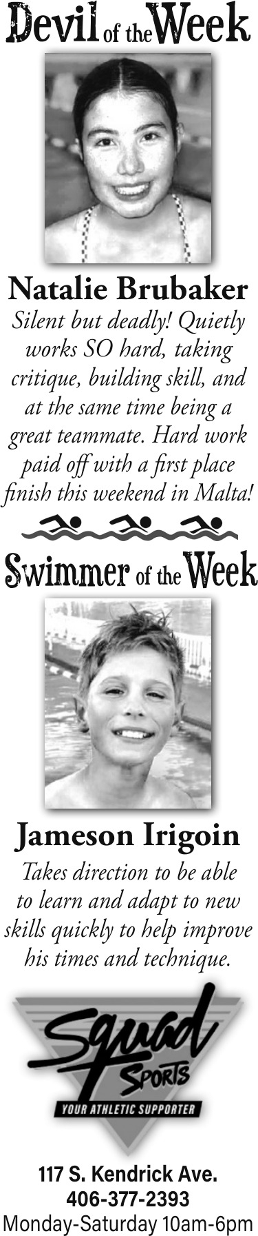 Devil of The Week, Squad Sports, Glendive, MT