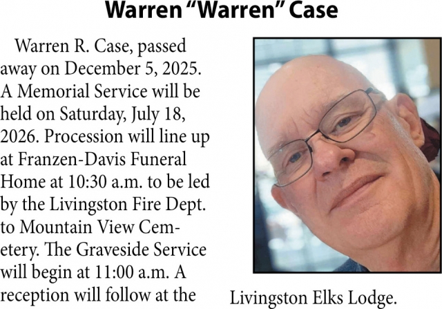 Warren Case, Obituaries, Glendive, MT