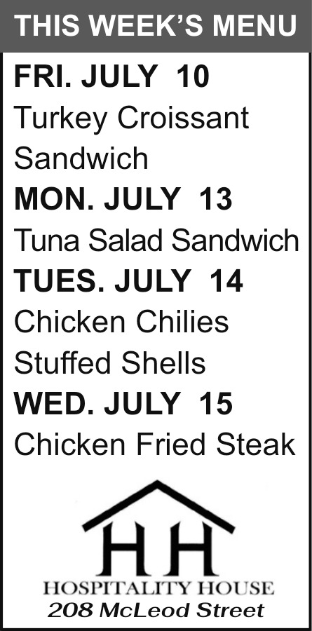 This Week's Menu, Hospitality House, Big Timber, MT