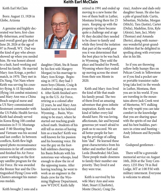 Keith Earl McClain, Obituaries, Glendive, MT