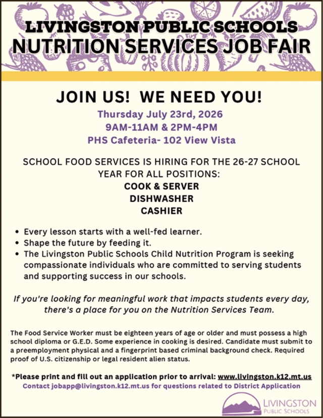 Nutrition Services Job Fair, Livingston Public Schools