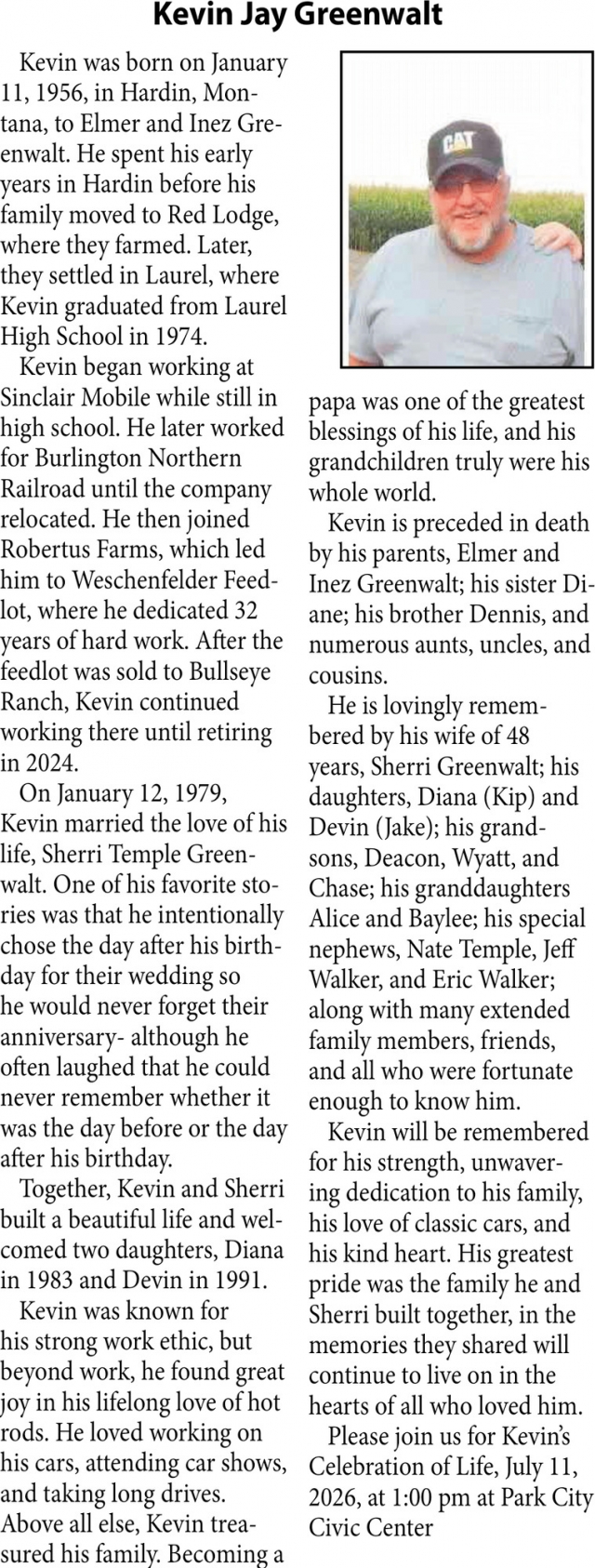 Kevin Kay Greenwalt, Obituaries, Glendive, MT
