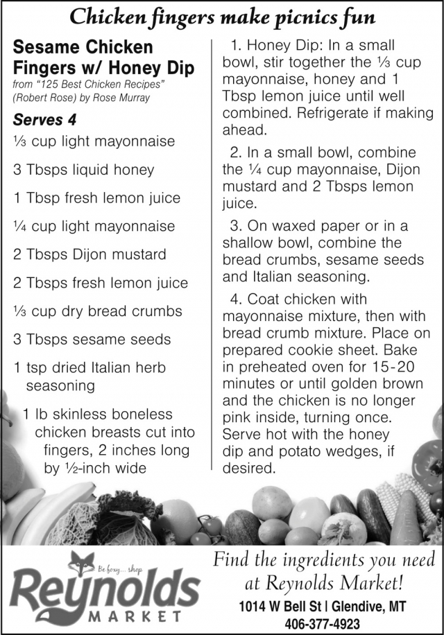 Chicken Fingers Recipe, Reynolds Market, Sidney, MT