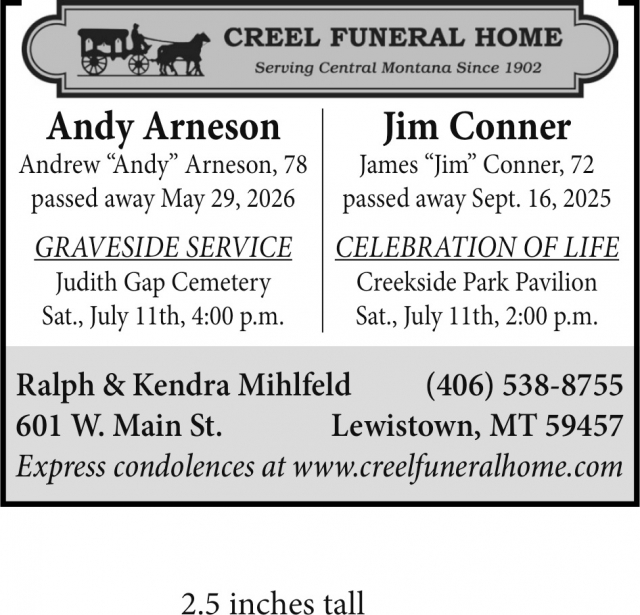 Compassionate Care Here, Creel Funeral Home, Lewistown, MT
