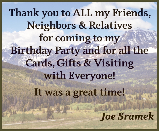 Thank You    , Joe Sramek