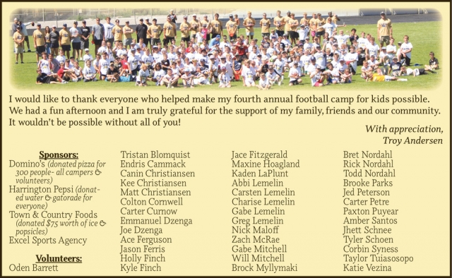 Thanks To Sponsors, Troy Andersen