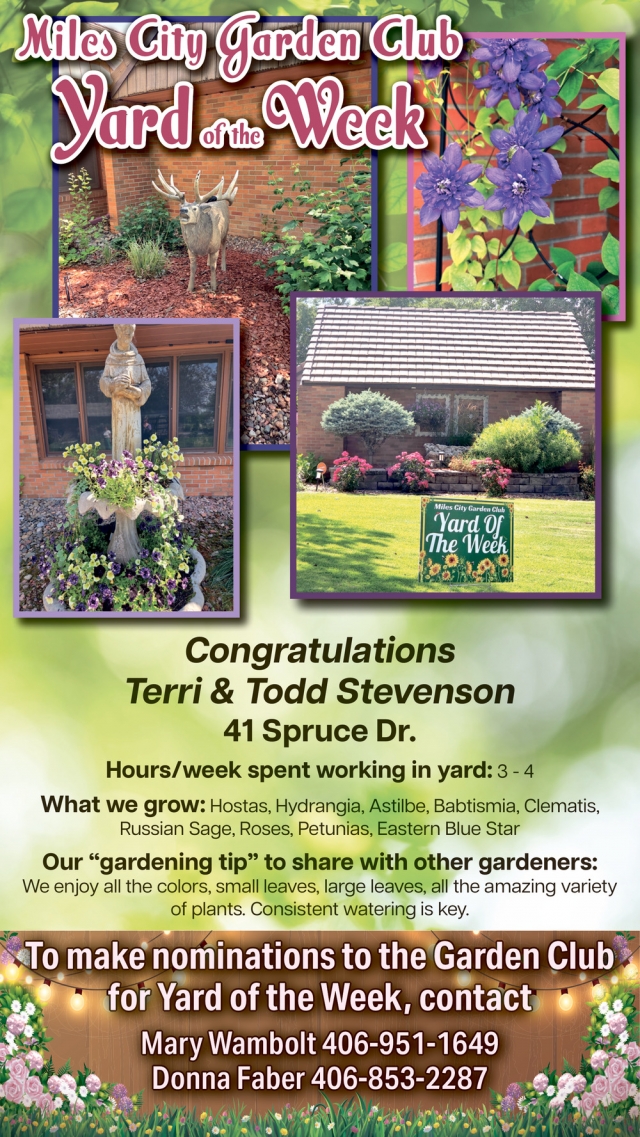 Yard Award Winners, Miles City Garden Club