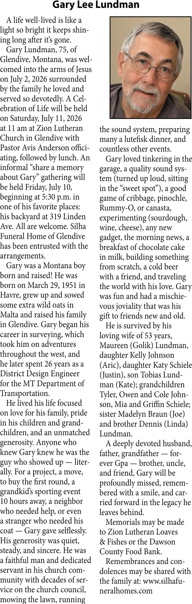 In Loving Memory, Gary Lee Lundman