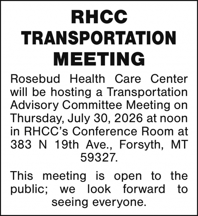 Transportation Meeting, Rosebud Health Care Center, Forsyth, MT