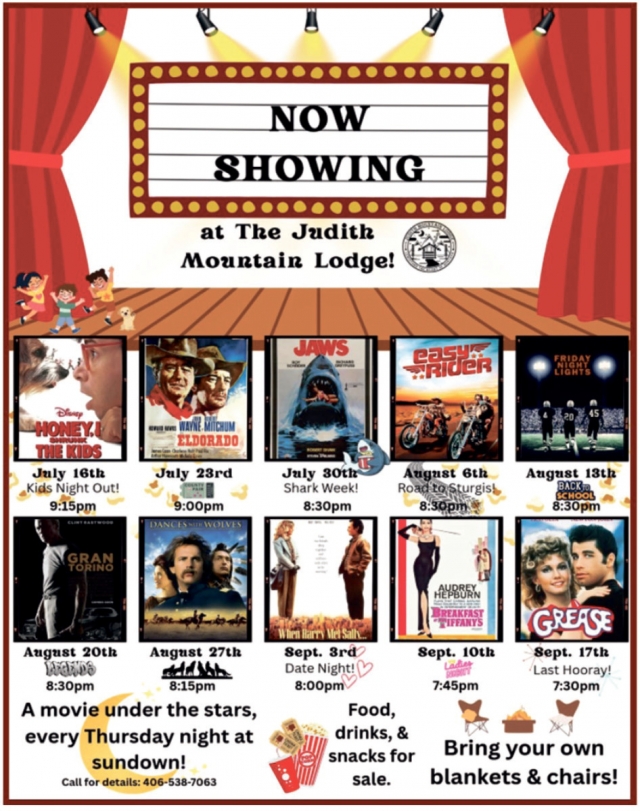 Family Movie Event, Judith Mountain Lodge, Lewistown, MT