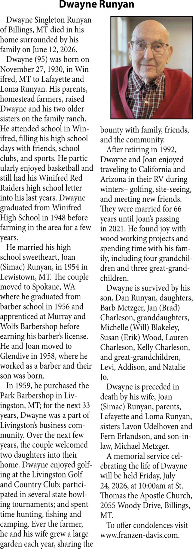 Celebrating a Life       , Dwayne Runyan
