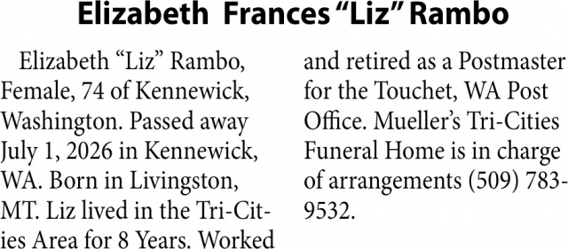 Forever in Our Hearts    , Elizabeth Frances "Liz" Rambo