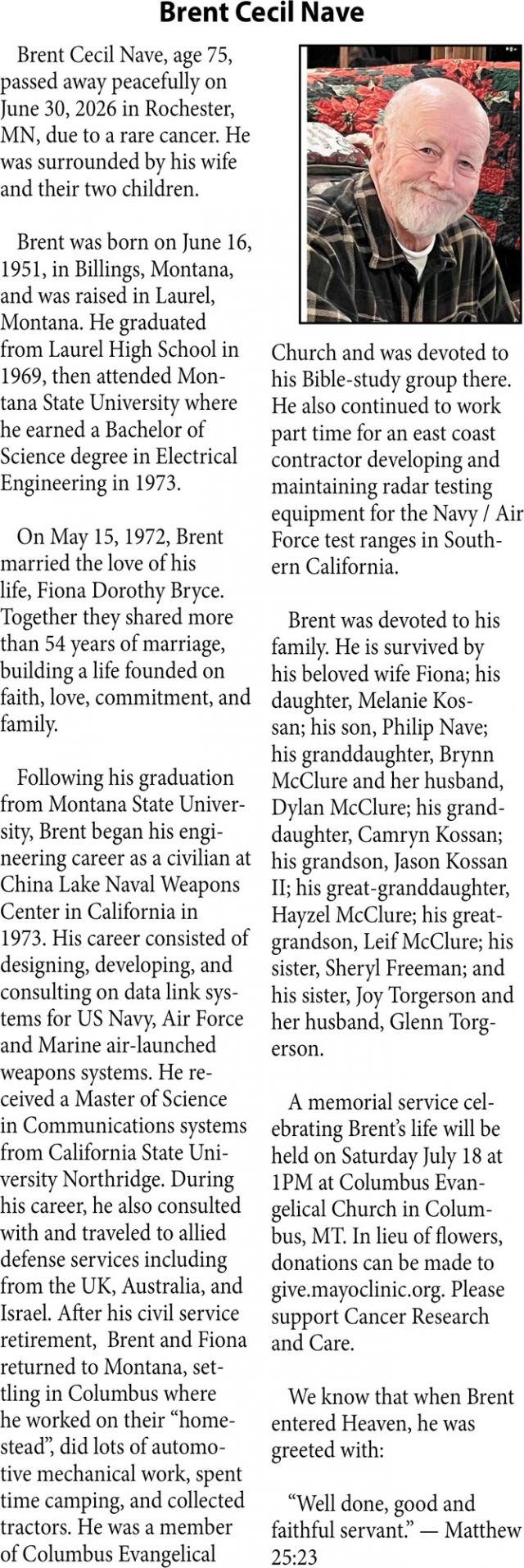 Celebration Of Life , Brent Cecil Nave