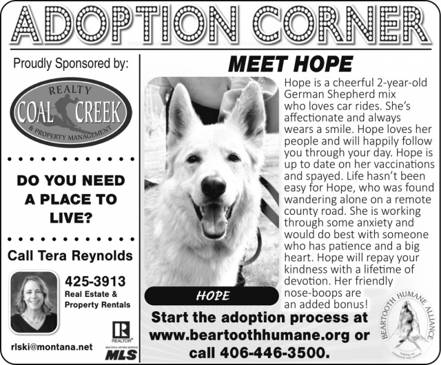 Find Your New Pet, Coal Creek Realty & Property Management, Edgar, MT