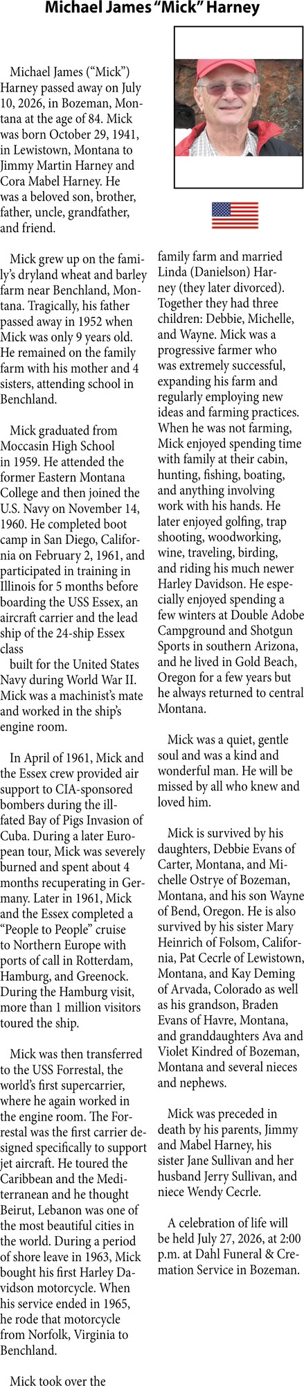 In Loving Memory, Michael James "Mick" Harney